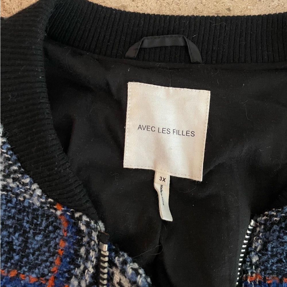 AVEC LES FILLES Tweed Plaid Bomber - Picture 4 of 6